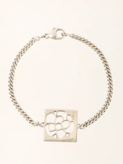Square Camellia Cutout Bracelet in Silver