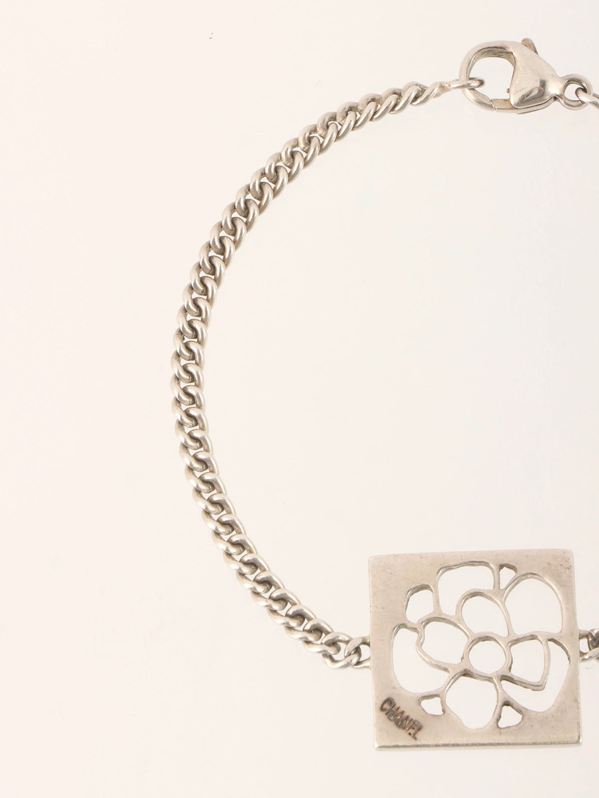 Square Camellia Cutout Bracelet in Silver