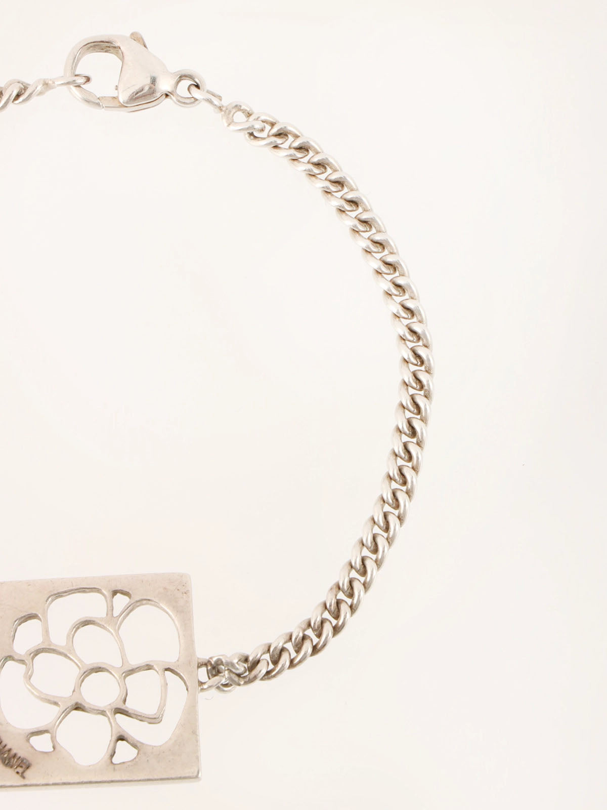 Square Camellia Cutout Bracelet in Silver