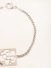 Square Camellia Cutout Bracelet in Silver