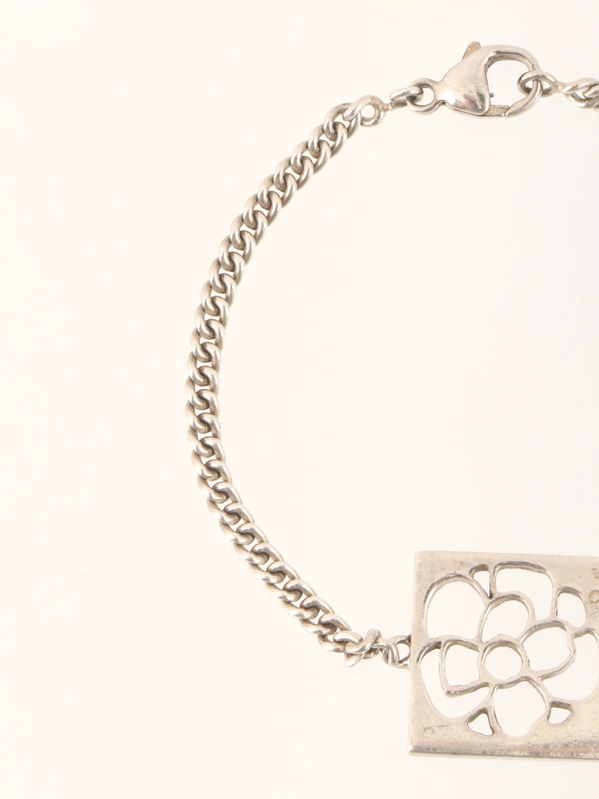 Square Camellia Cutout Bracelet in Silver