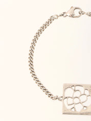 Square Camellia Cutout Bracelet in Silver