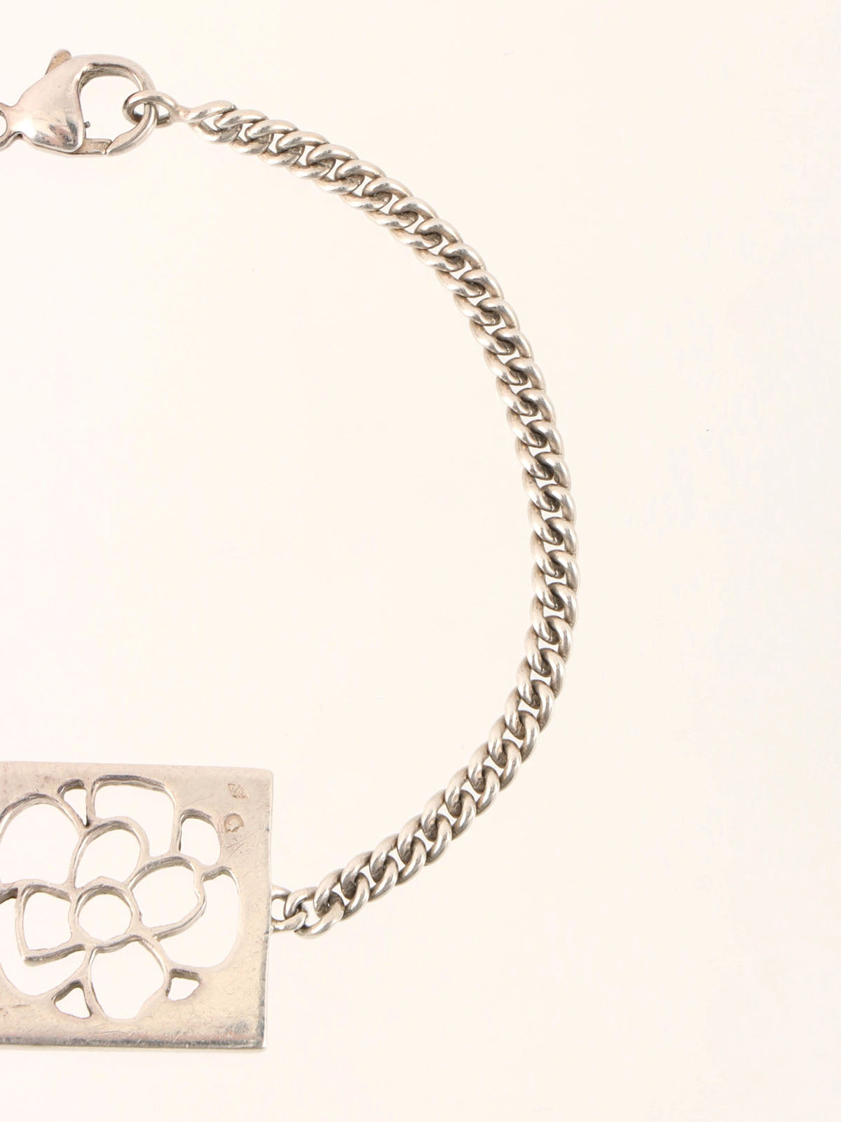 Square Camellia Cutout Bracelet in Silver