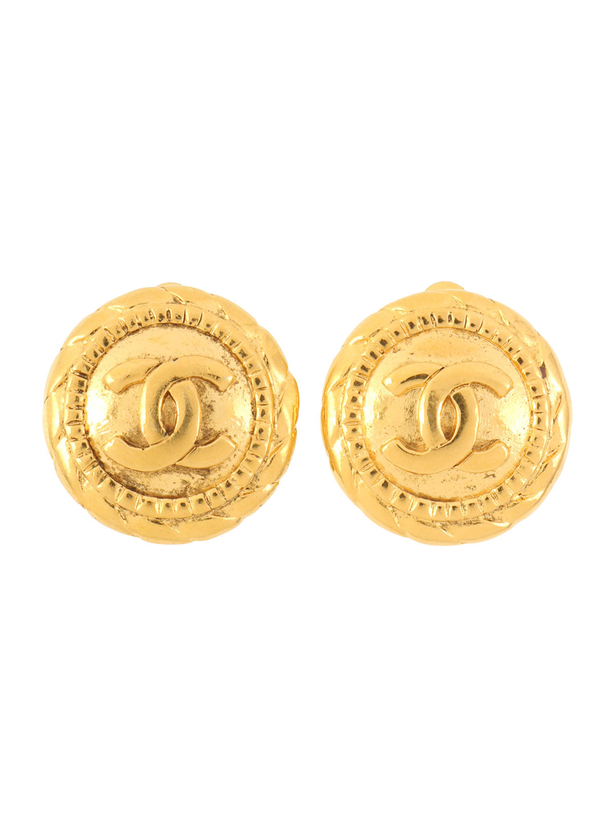 Round CC Mark Earrings Gold