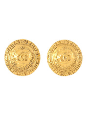 Round CC Mark Logo Design Earrings Gold