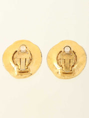 Round Logo CC Mark Earrings Gold