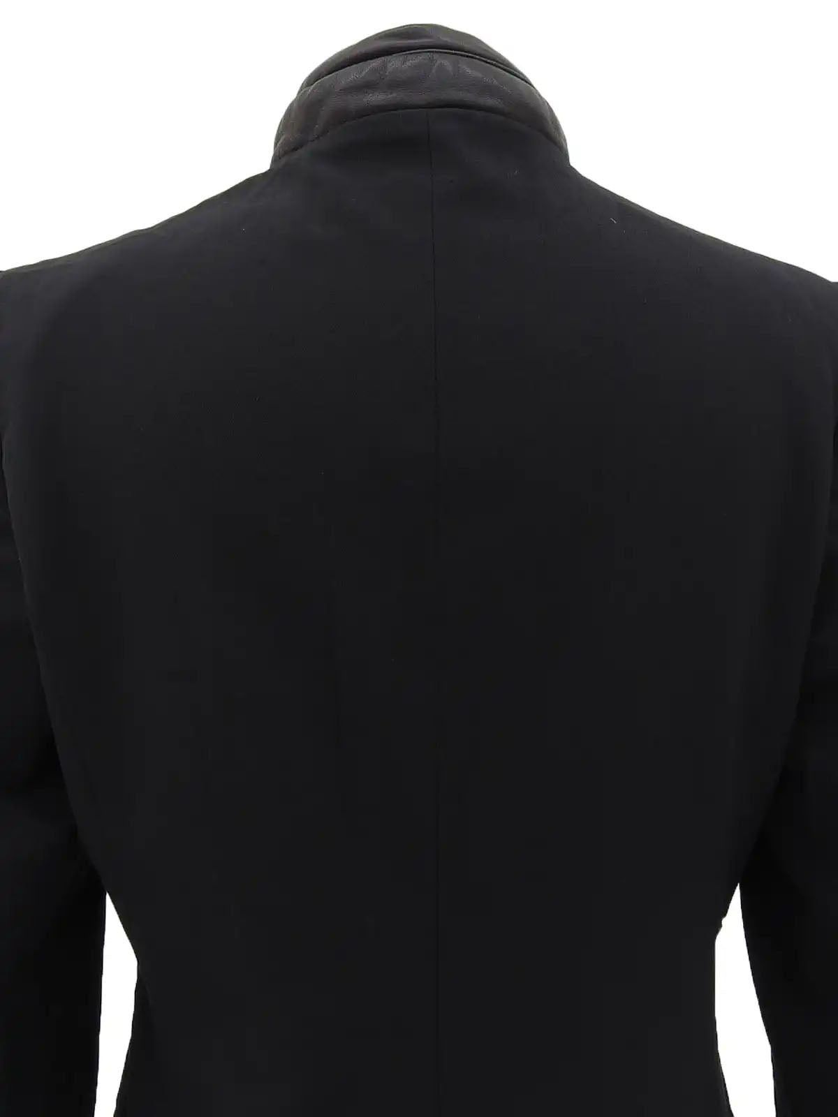 Wool and leather combination jacket in black