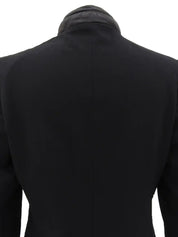 Wool and leather combination jacket in black