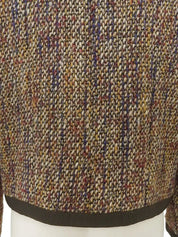 Tweed CC Mark Collarless Jacket in Brown/Multi