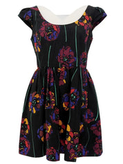フラワーパターンノースリーブワンピース ブラック/マルチ