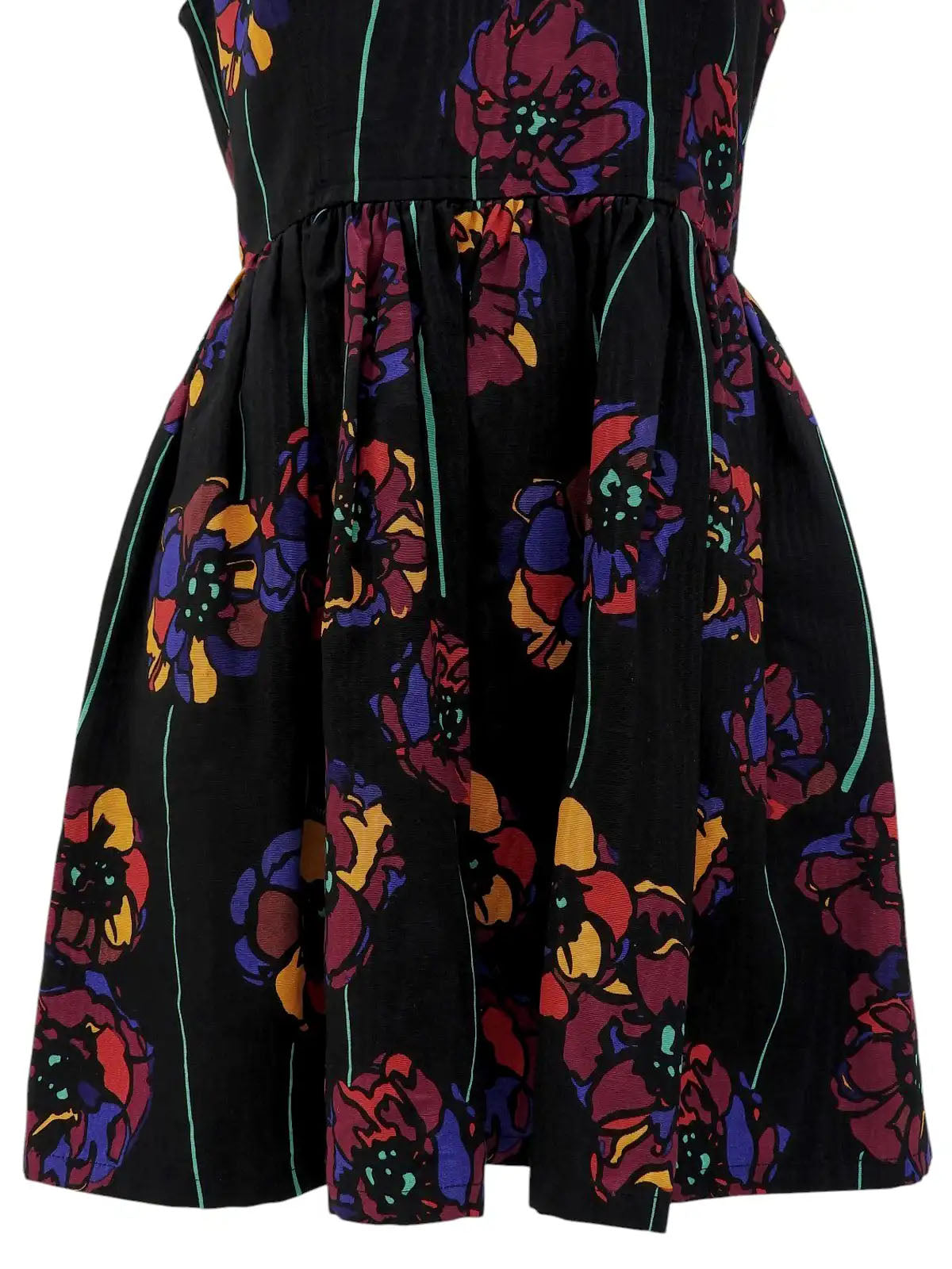 フラワーパターンノースリーブワンピース ブラック/マルチ