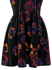 フラワーパターンノースリーブワンピース ブラック/マルチ
