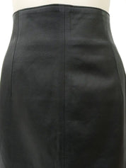 レザーリーフ刺繍タイトスカート　ブラック