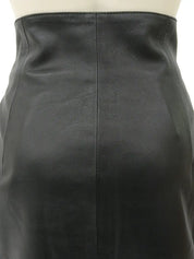 レザーリーフ刺繍タイトスカート　ブラック