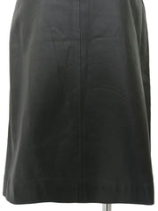 レザーリーフ刺繍タイトスカート　ブラック