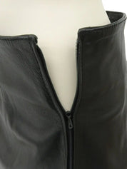 レザーリーフ刺繍タイトスカート　ブラック