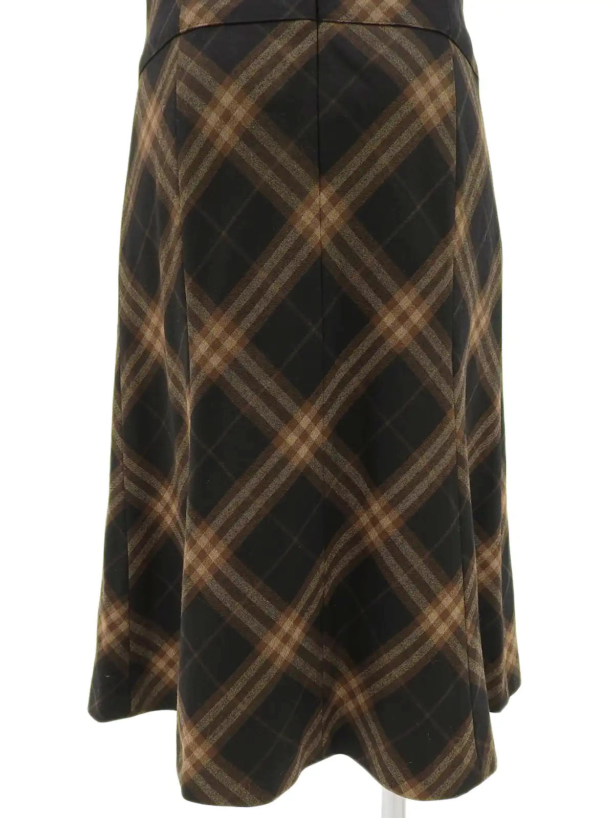 チェックパターンロゴボタンノースリーブワンピース　ブラウン／ブラック