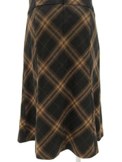 チェックパターンロゴボタンノースリーブワンピース　ブラウン／ブラック