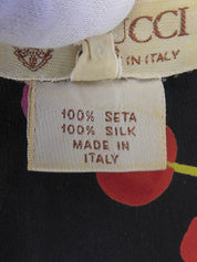 シルクマルチプリント半袖ブラウス ブラック/マルチ