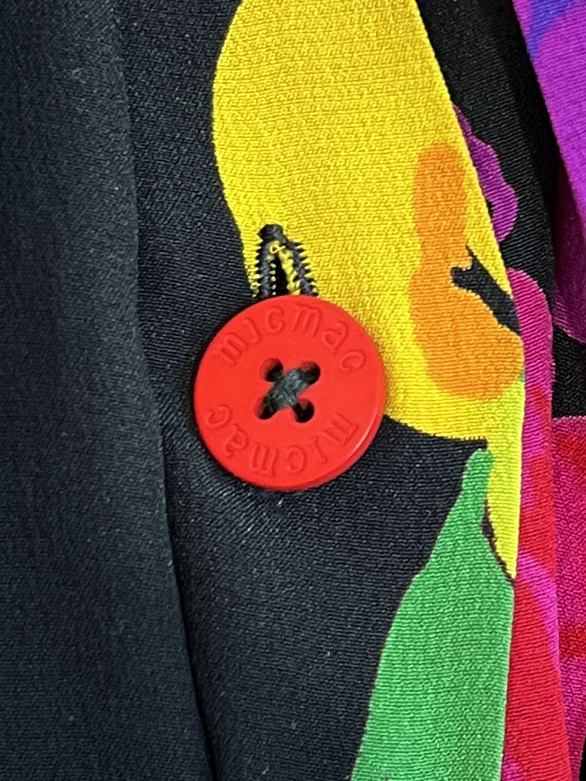 シルクマルチプリント半袖ブラウス ブラック/マルチ