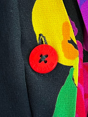 シルクマルチプリント半袖ブラウス ブラック/マルチ