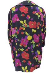 シルクマルチプリント半袖ブラウス ブラック/マルチ