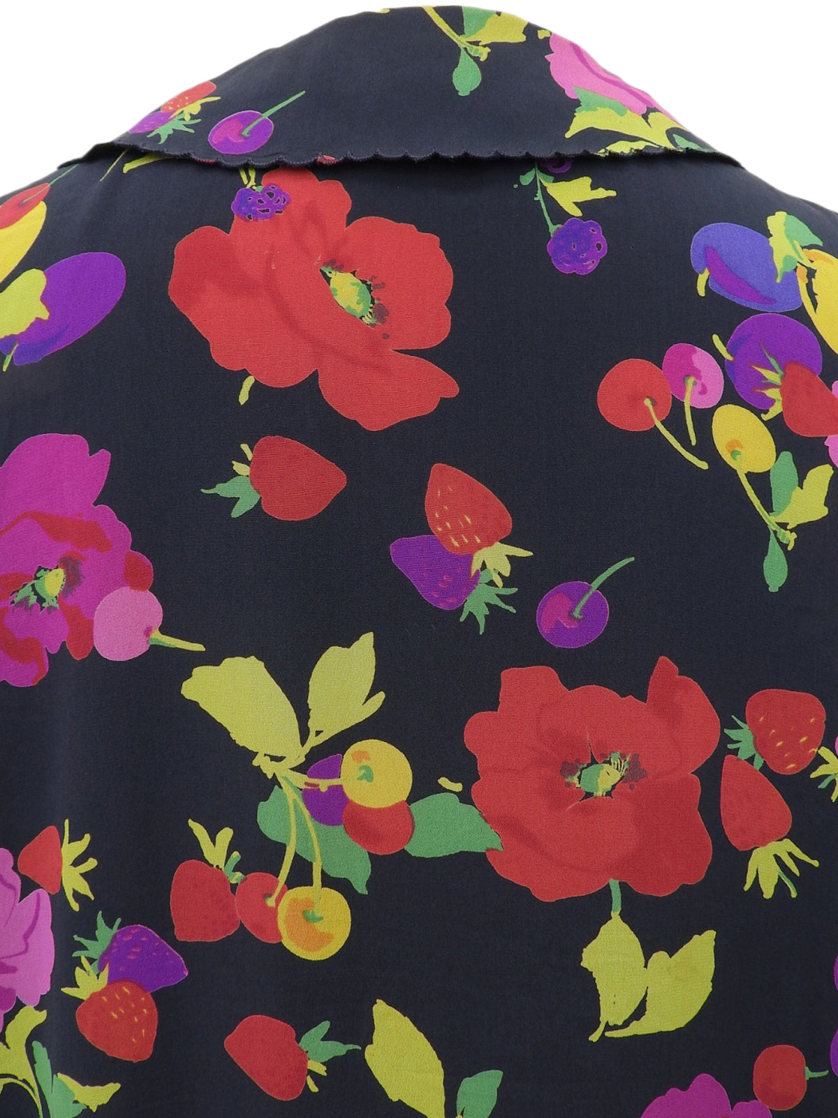 シルクマルチプリント半袖ブラウス ブラック/マルチ