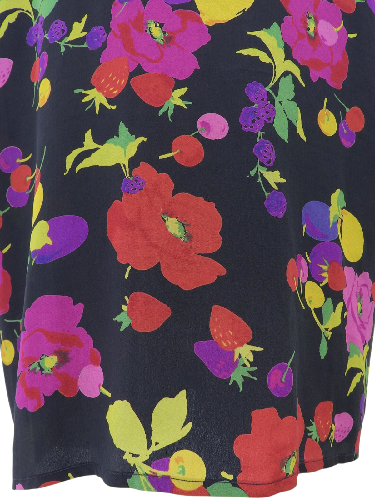 シルクマルチプリント半袖ブラウス ブラック/マルチ