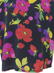 シルクマルチプリント半袖ブラウス ブラック/マルチ