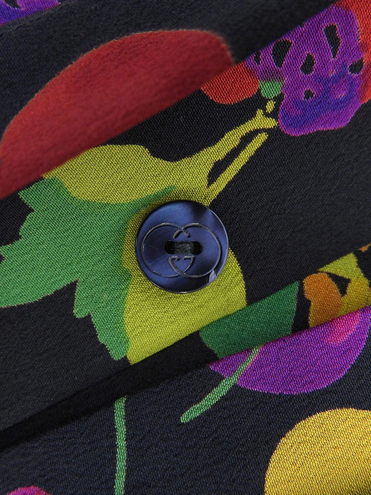 シルクマルチプリント半袖ブラウス ブラック/マルチ