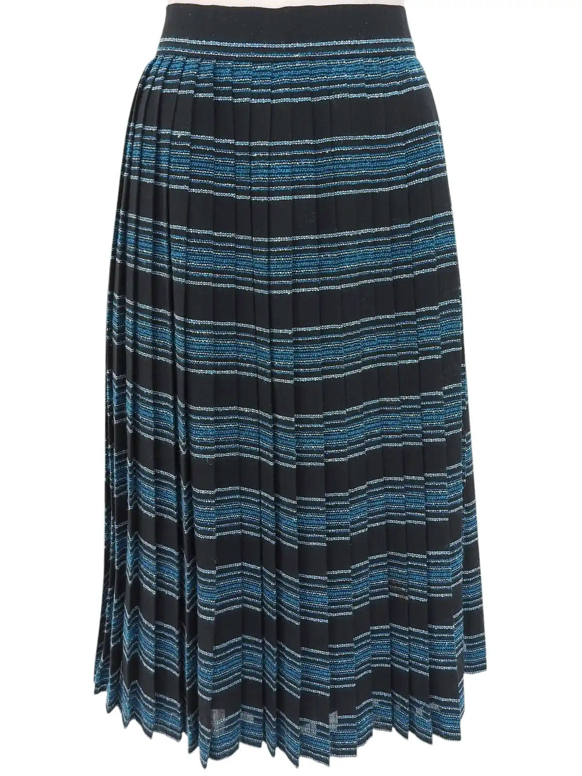 ボーダープリーツスカート ブラック/ブルー/ホワイト