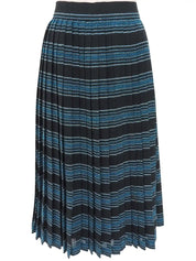 ボーダープリーツスカート ブラック/ブルー/ホワイト