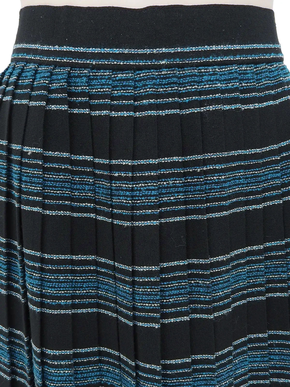 ボーダープリーツスカート ブラック/ブルー/ホワイト