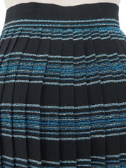 黑/蓝/白条纹百褶裙