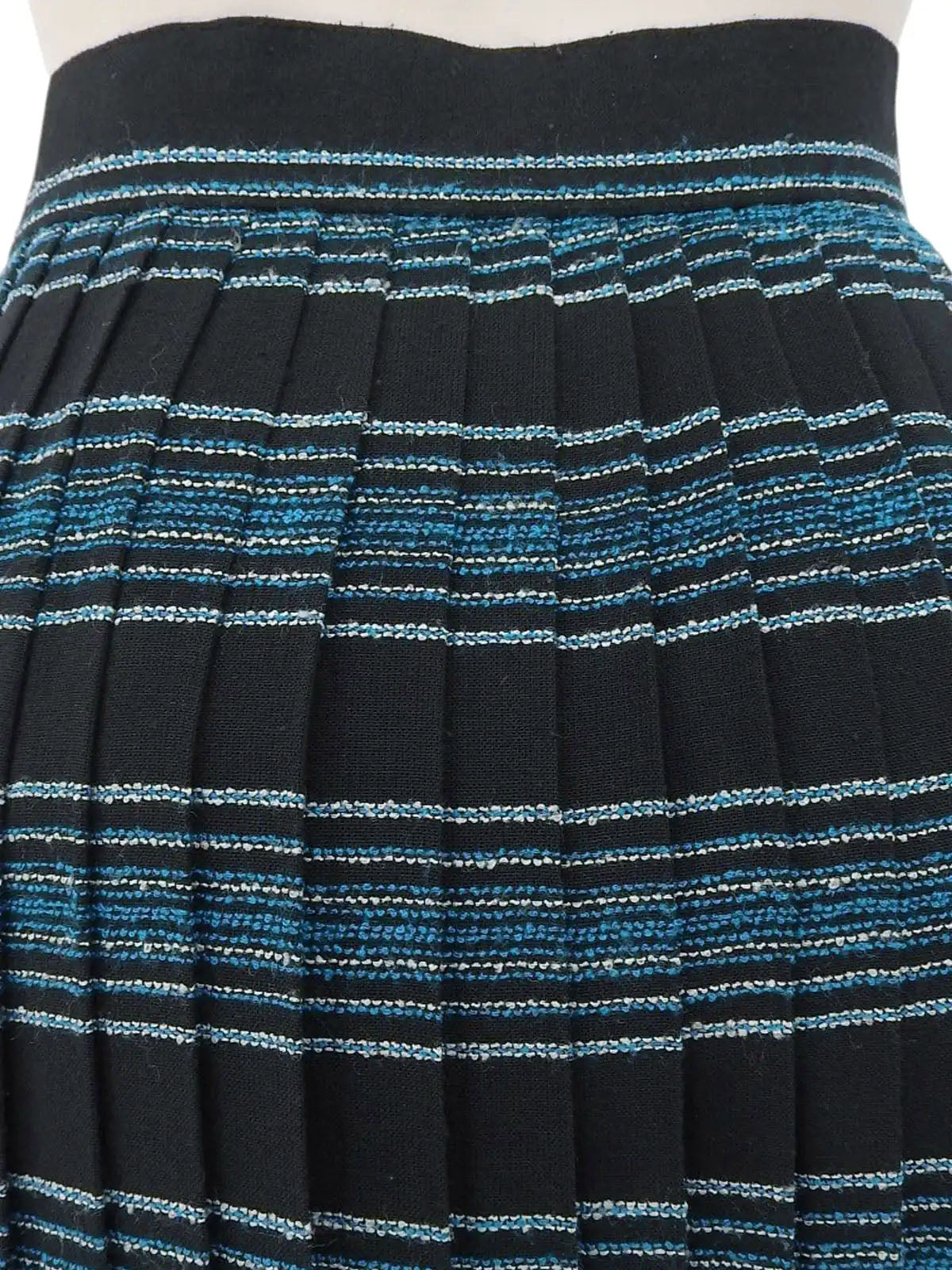 ボーダープリーツスカート ブラック/ブルー/ホワイト