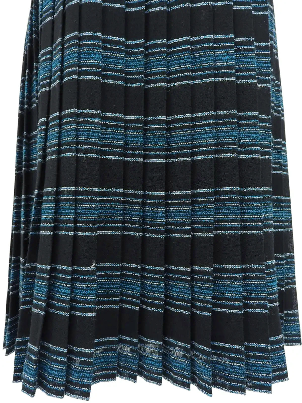 黑/蓝/白条纹百褶裙