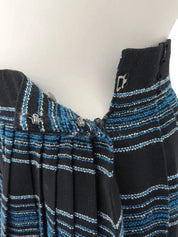 ボーダープリーツスカート ブラック/ブルー/ホワイト