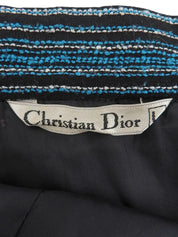 黑/蓝/白条纹百褶裙