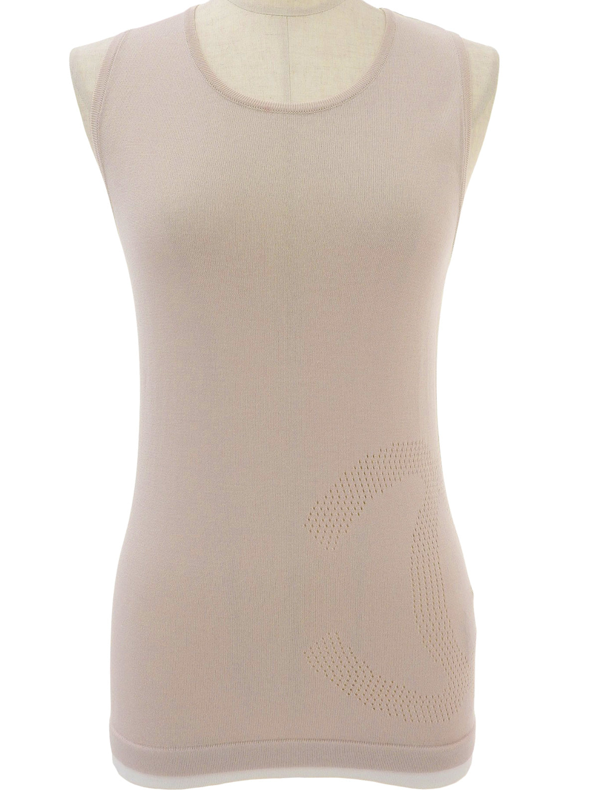 2008年粉色米色无袖上衣，饰有CC标志