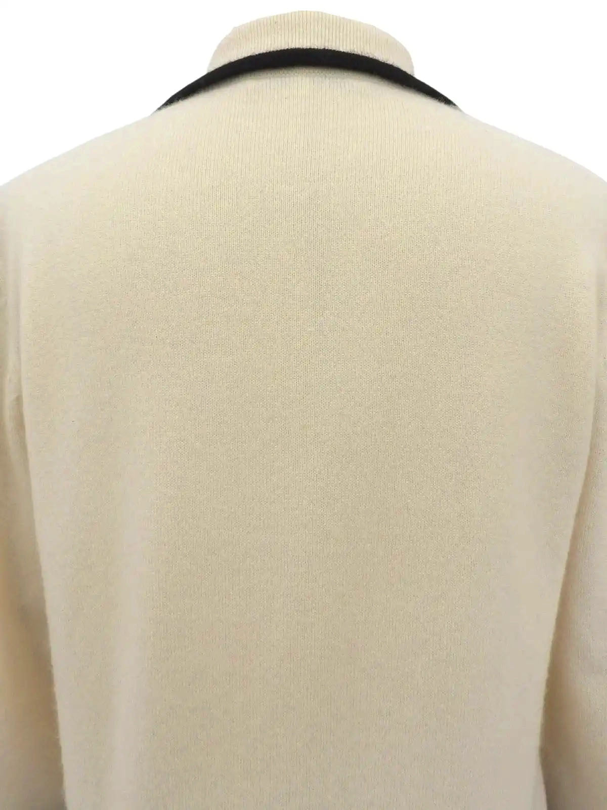 Two-tone rhinestone logo long sleeve knit top in ivory/black