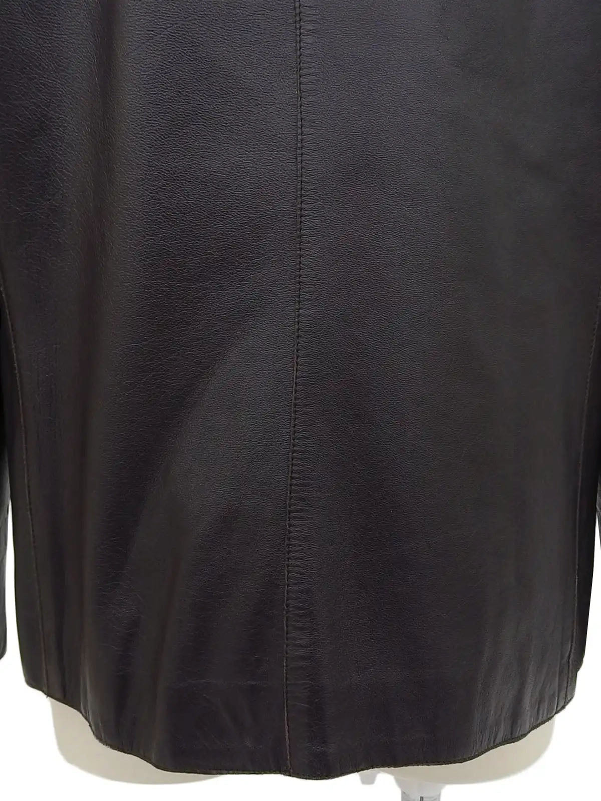 Leather collarless zip-up jacket in purple