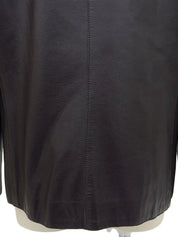 Leather collarless zip-up jacket in purple