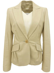 象牙色皮革Anagram纽扣夹克