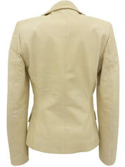 レザーアナグラムボタンジャケット アイボリー