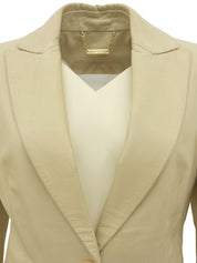 レザーアナグラムボタンジャケット アイボリー