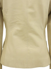 象牙色皮革Anagram纽扣夹克