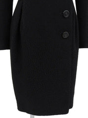 Wool Frill Attached Collar Coat in Black
