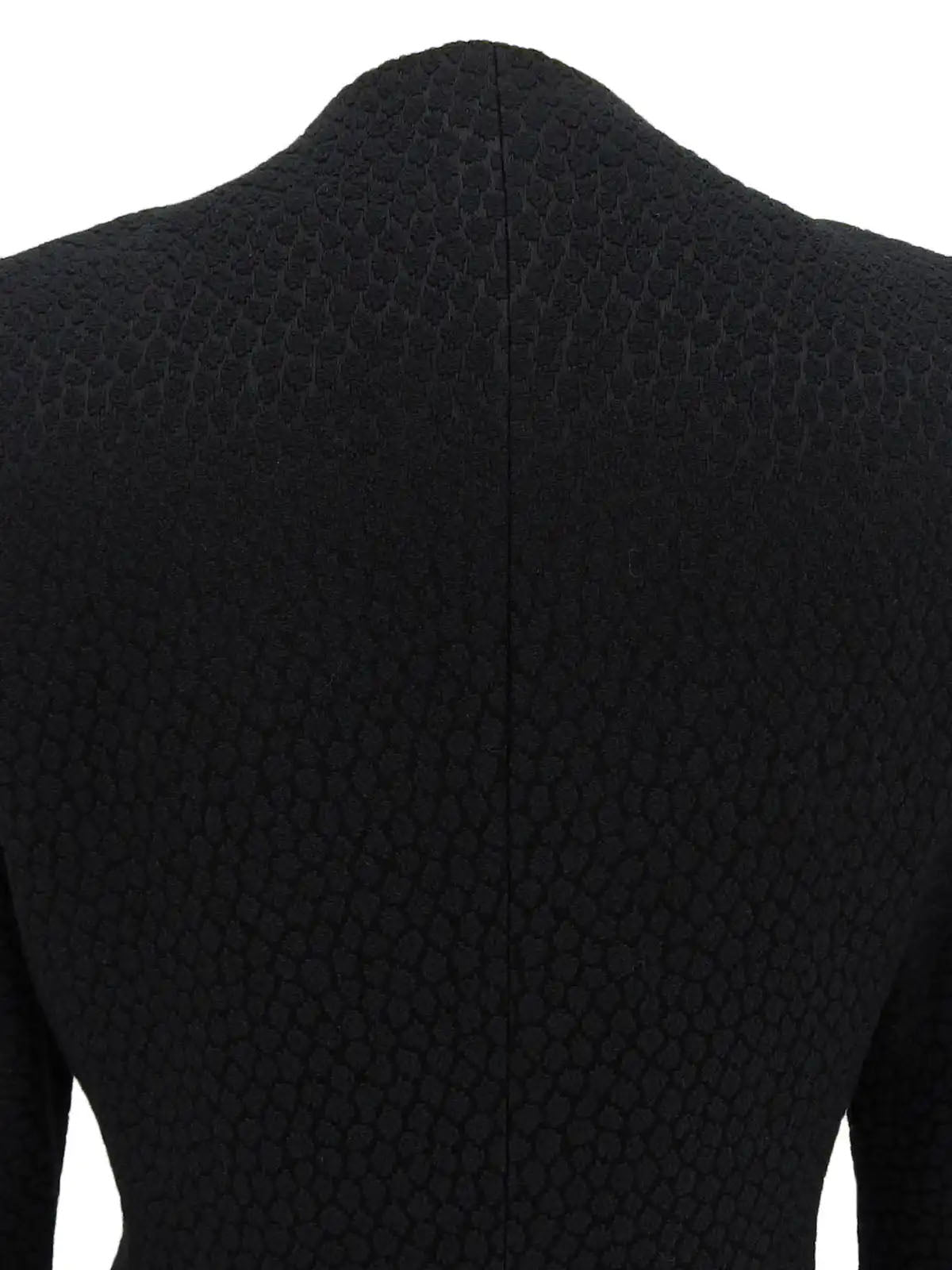 Wool Frill Attached Collar Coat in Black