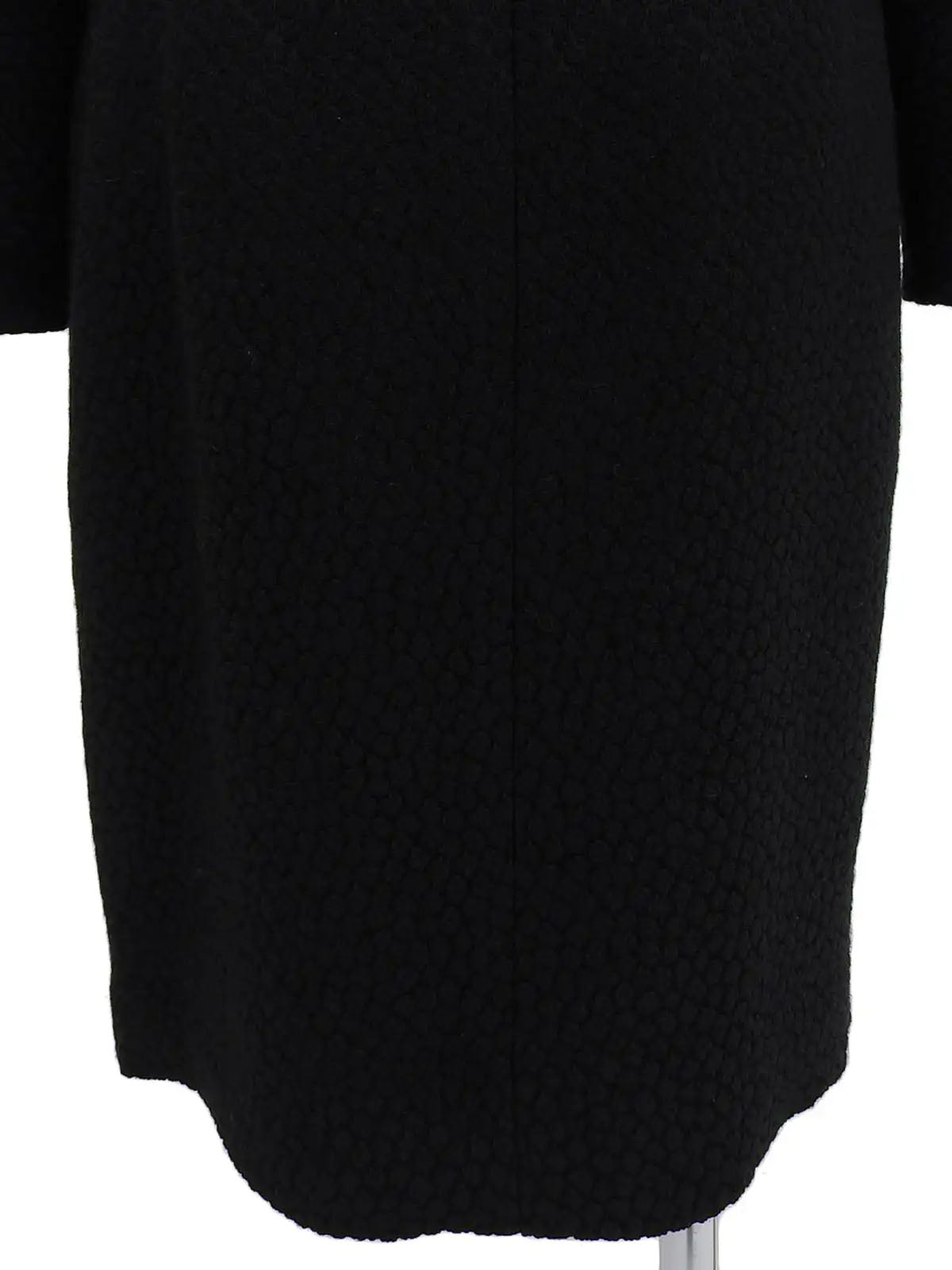 Wool Frill Attached Collar Coat in Black