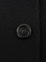 Wool Frill Attached Collar Coat in Black